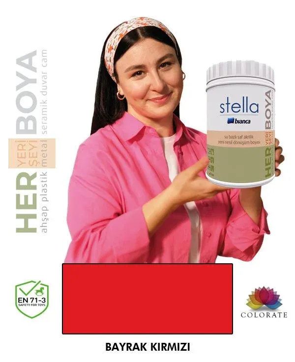 Bianca Stella Su Bazlı Boya Bayrak Kırmızı